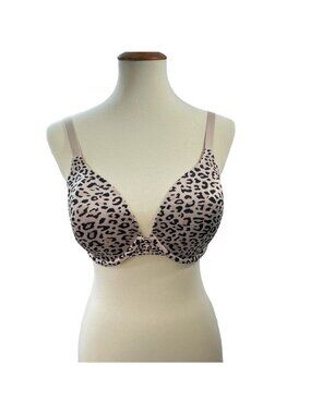 Playtex Secrets Padded Bra Size 36D Baby Leopard Print Adjustable Strap